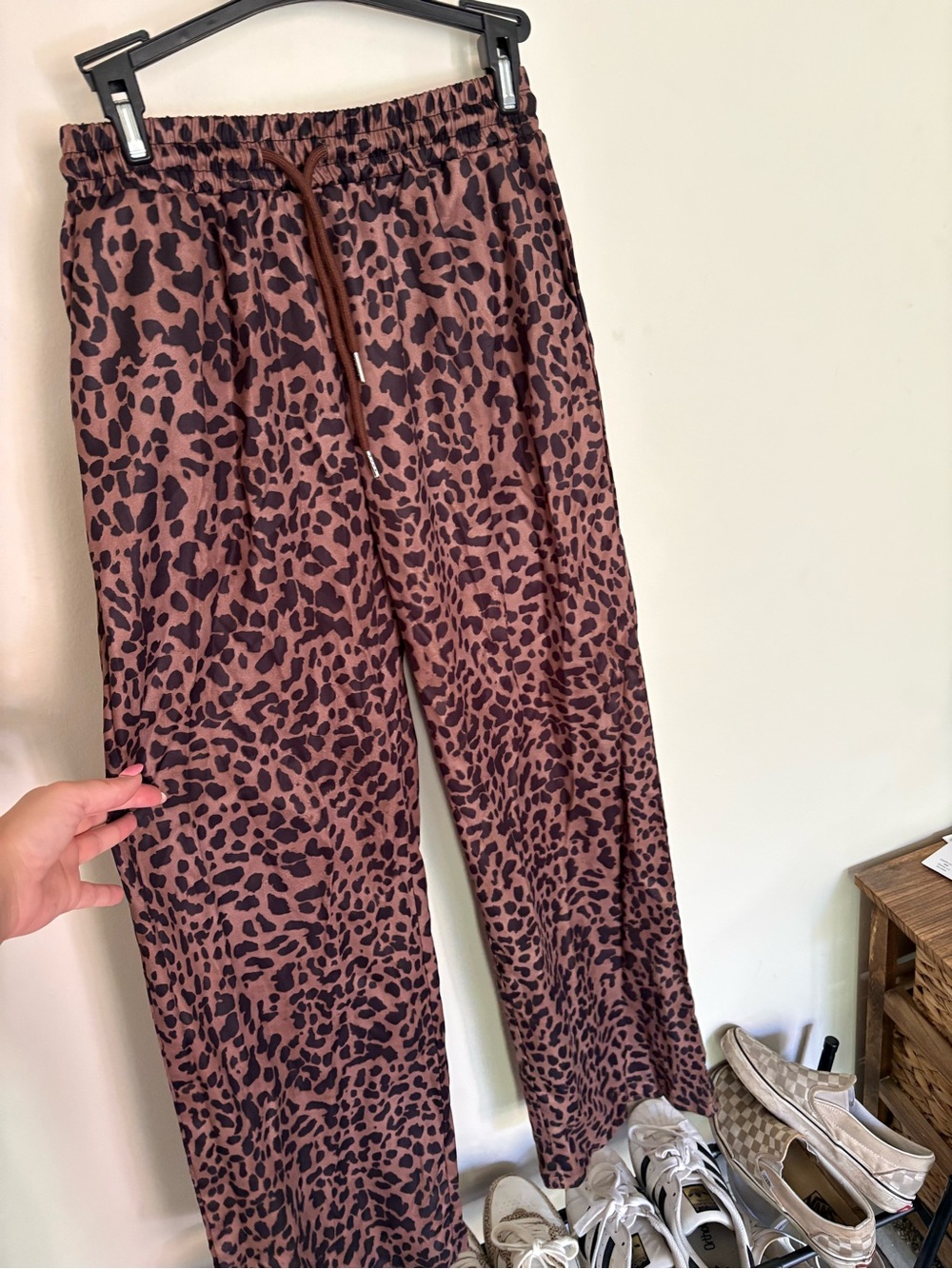 Leopard Print Wide Leg Lounge Pants - Brown/Black